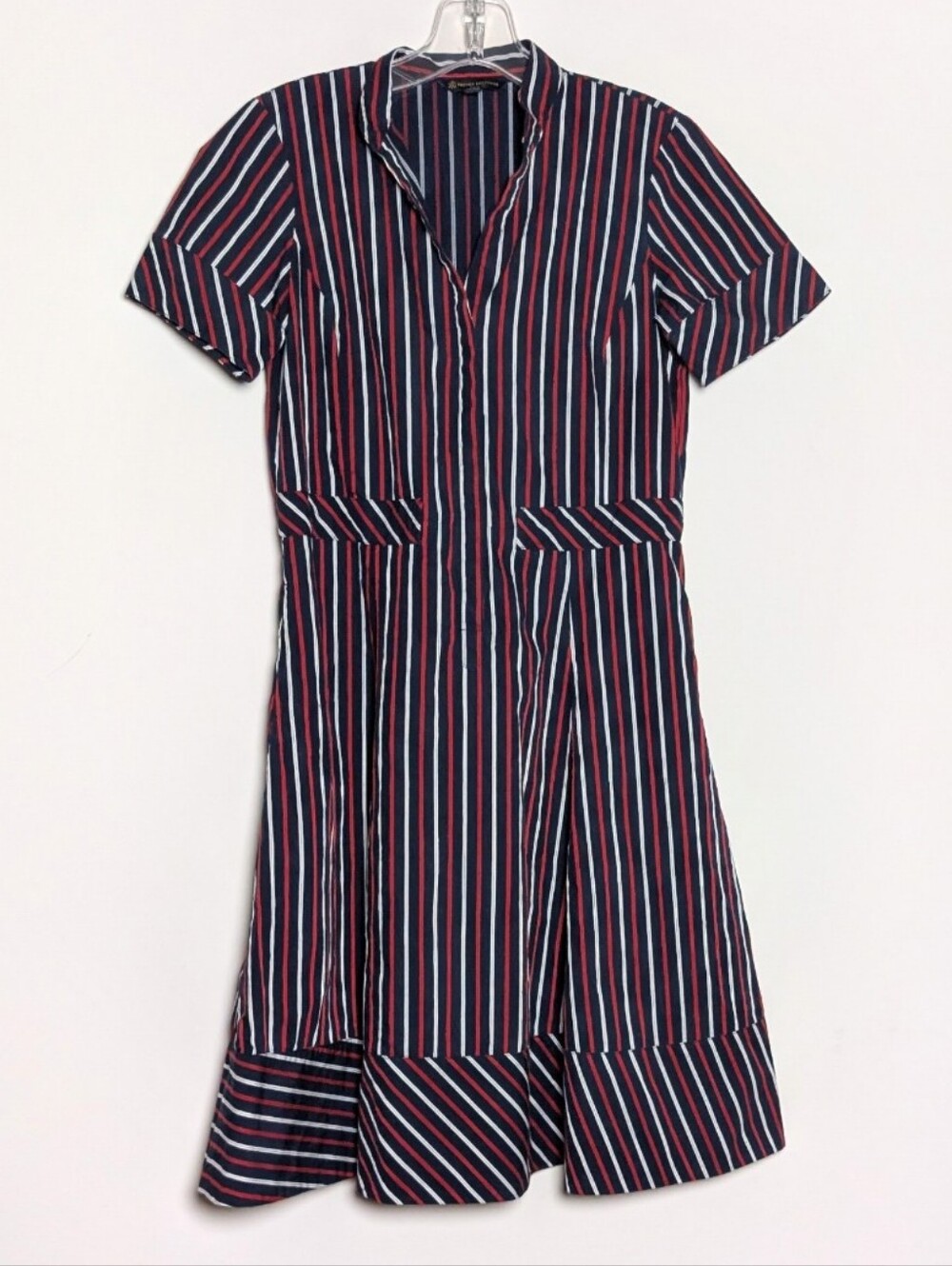 Brooks Brothers Cotton Navy Stripe Shirt Dress - Navy, Red & White Natural 4P